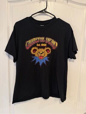 Grateful Dead men’s black & rhinestone bear logo short sleeve T-shirt tee medium
